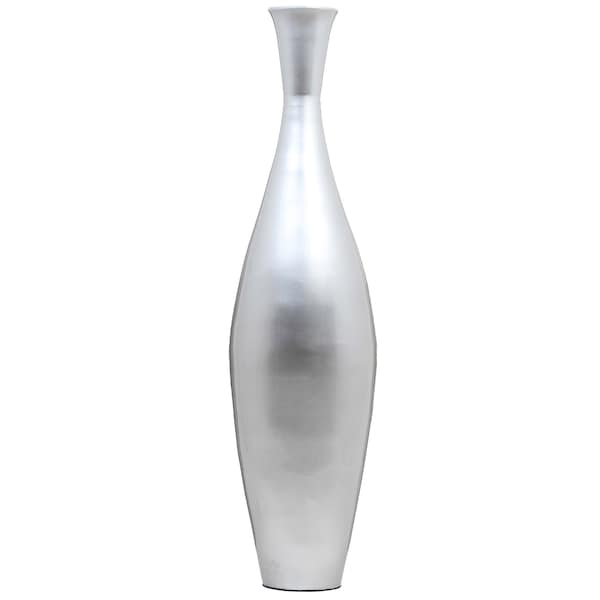 Uniquewise Uniquewise Tall Silver Bamboo Trumpet Vase - 43 Inch Modern Decorative Accent for Living Spaces QI003889.SI - main